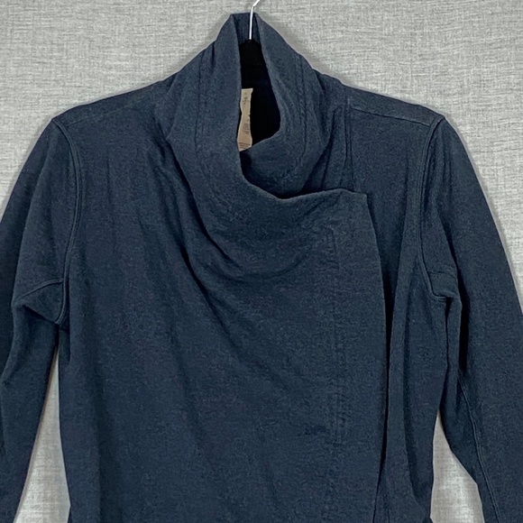 Lululemon Wrap Jacket Navy Sz 6 Side Pockets Cotton Blend Cross Front - Picture 2 of 12
